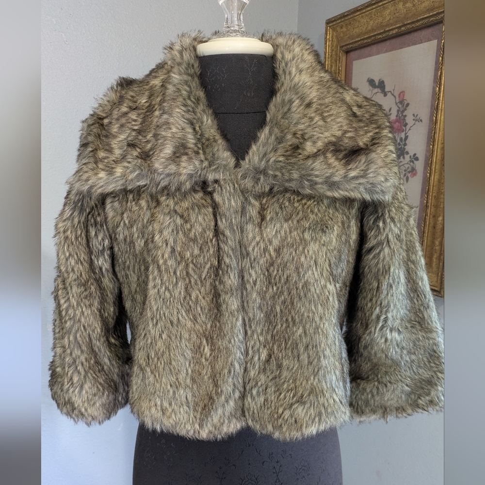 Penny Lane Jolt 90s Y2K Cropped Faux Fur Jacket Bolero,
